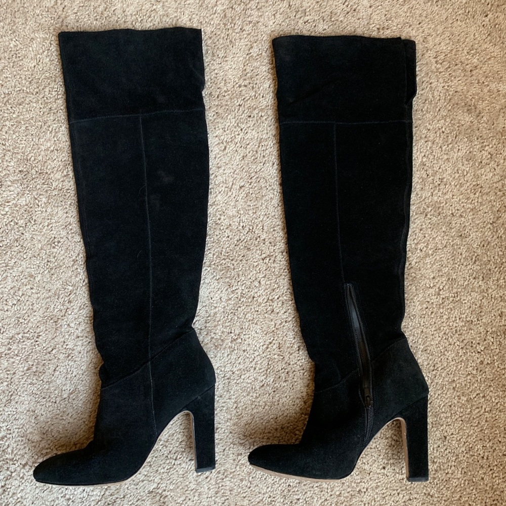Also Black suede Over the Knee heeled boots